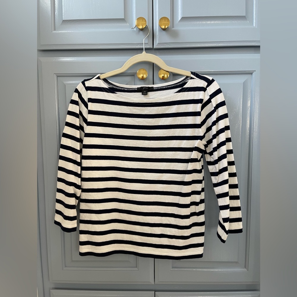 J Crew Striped boatneck tee